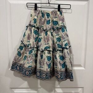 Pink Chicken New‎ York Girls Tiered Skirt Floral Print Drawstring Waist Size 4Y